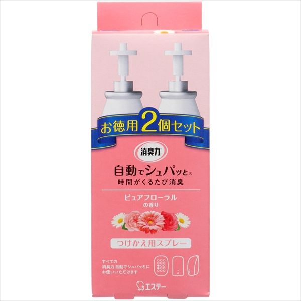 まとめ買い-16点セット 消臭力 自動でシュパッと 消臭芳香剤 つけかえ ピュアフローラルの香り エステー