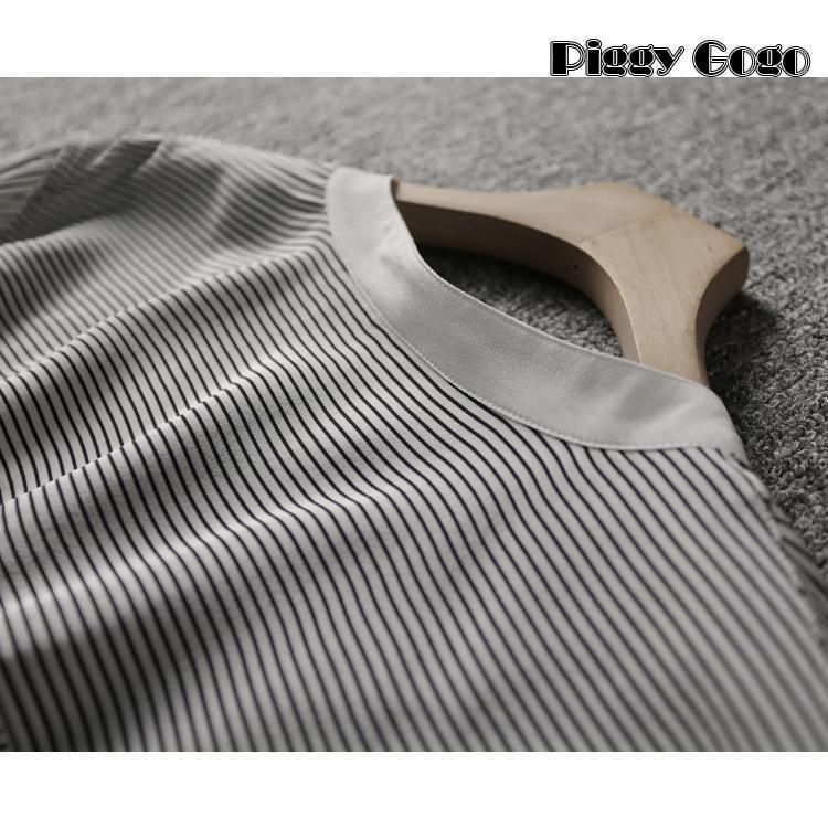 ブラウス レディース 春夏 シフォンシャツブラウス ボーダー柄 オフィス 切り替えブラウス シフォン オシャレトップス 韓国風 通勤 OL 大きいサイズ 上品 ブラウス レディース 春夏 シフォンシャツブラウス ボーダー柄