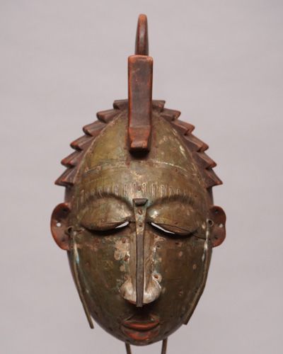 1950年代 台湾 原住民 装飾マスク 黄色と黒 プリミティブ 木彫り 1950