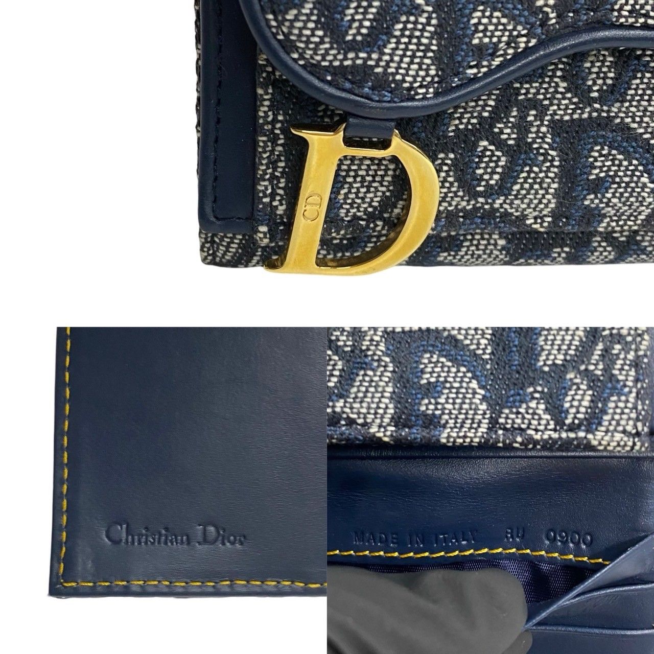 販売の値下げ DIOR 折り財布 ネイビー トロッター キャンバスレザー 