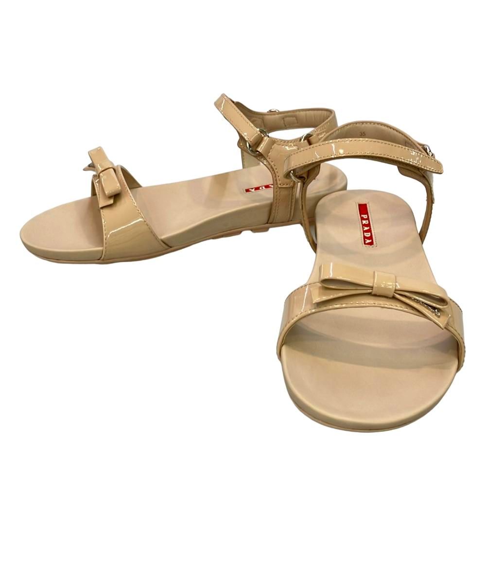 PRADA アンクルストラップ付きレザーサンダル プラダ PRADA サンダル ミュール レザーストラップサンダル