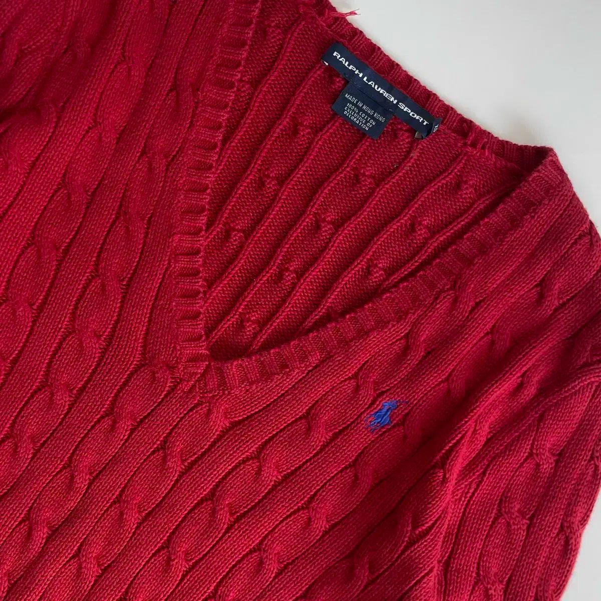 Polo ポロ Ralph Lauren(ラルフローレン) 刺繡 赤 ケーブル編み