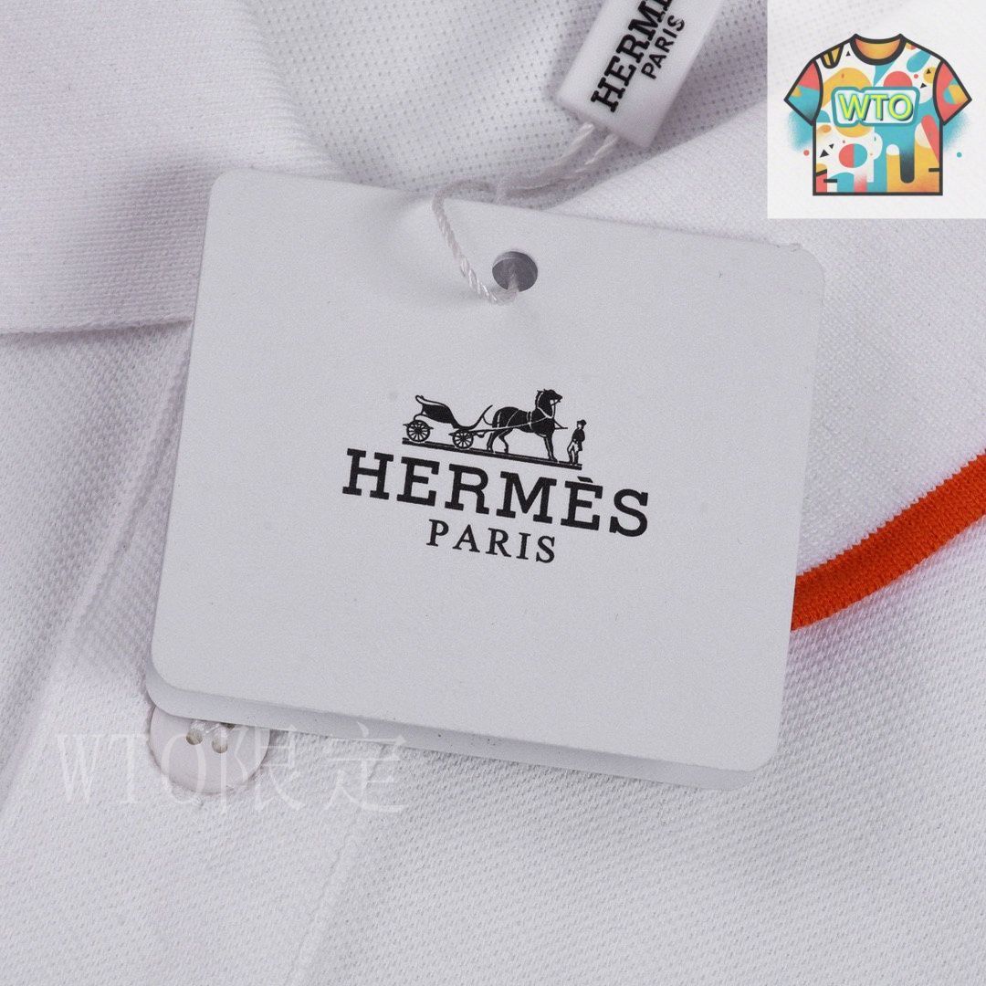 HERMES ストライプ ポロシャツ 今日特価】Hermes 2025SS クラシック H 刺繍オレンジストライプ
