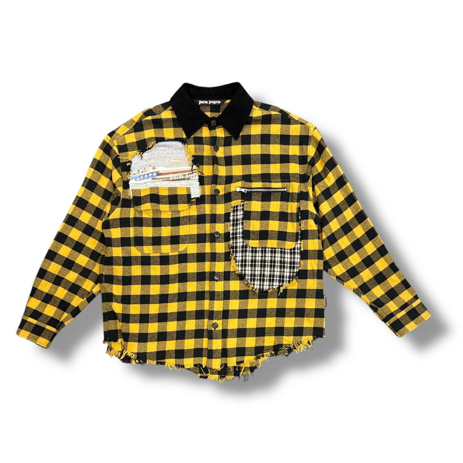 国内正規 Palm Angels ダメージ加工  チェックシャツ PMES001S23FAB001 パームエンジェルス M 85166A1