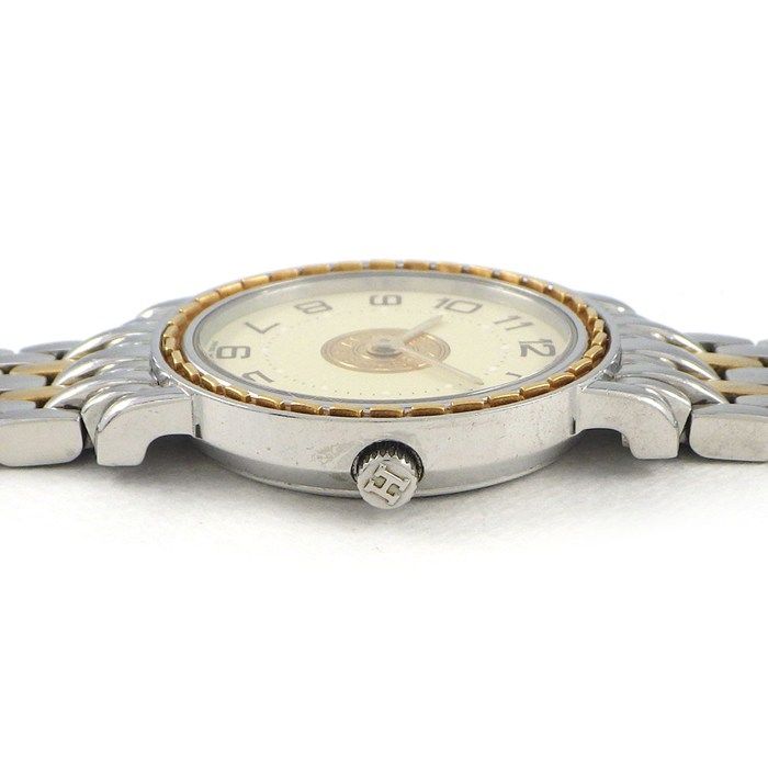 エルメス HERMES 腕時計 セリエ SE4.220 ゴールド アイボリー文字盤 GP SS クオーツアナログ