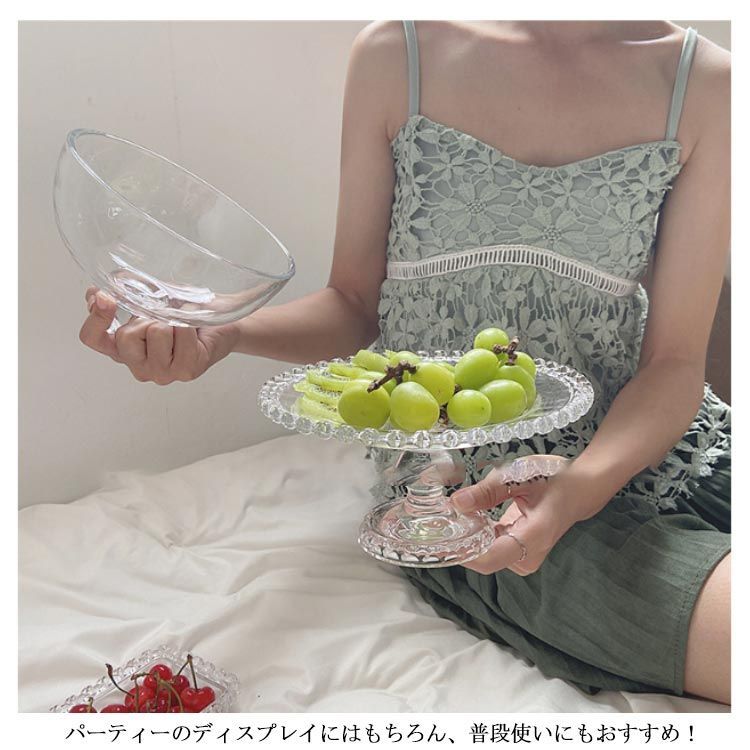 ガラスコンポート ガラス フルーツ皿 デザート皿 脚付きプレート