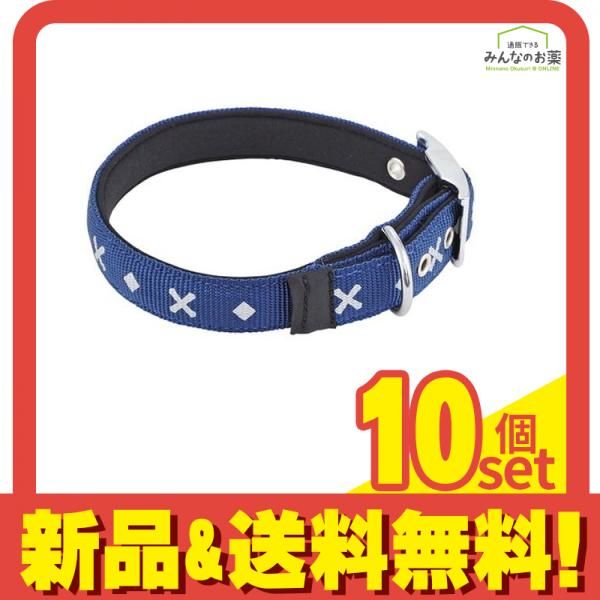 ペティオ ベーシックプラス クロスダイヤ Mサイズ 中型犬用首輪 ブルー 1本入 W55825 10個セット