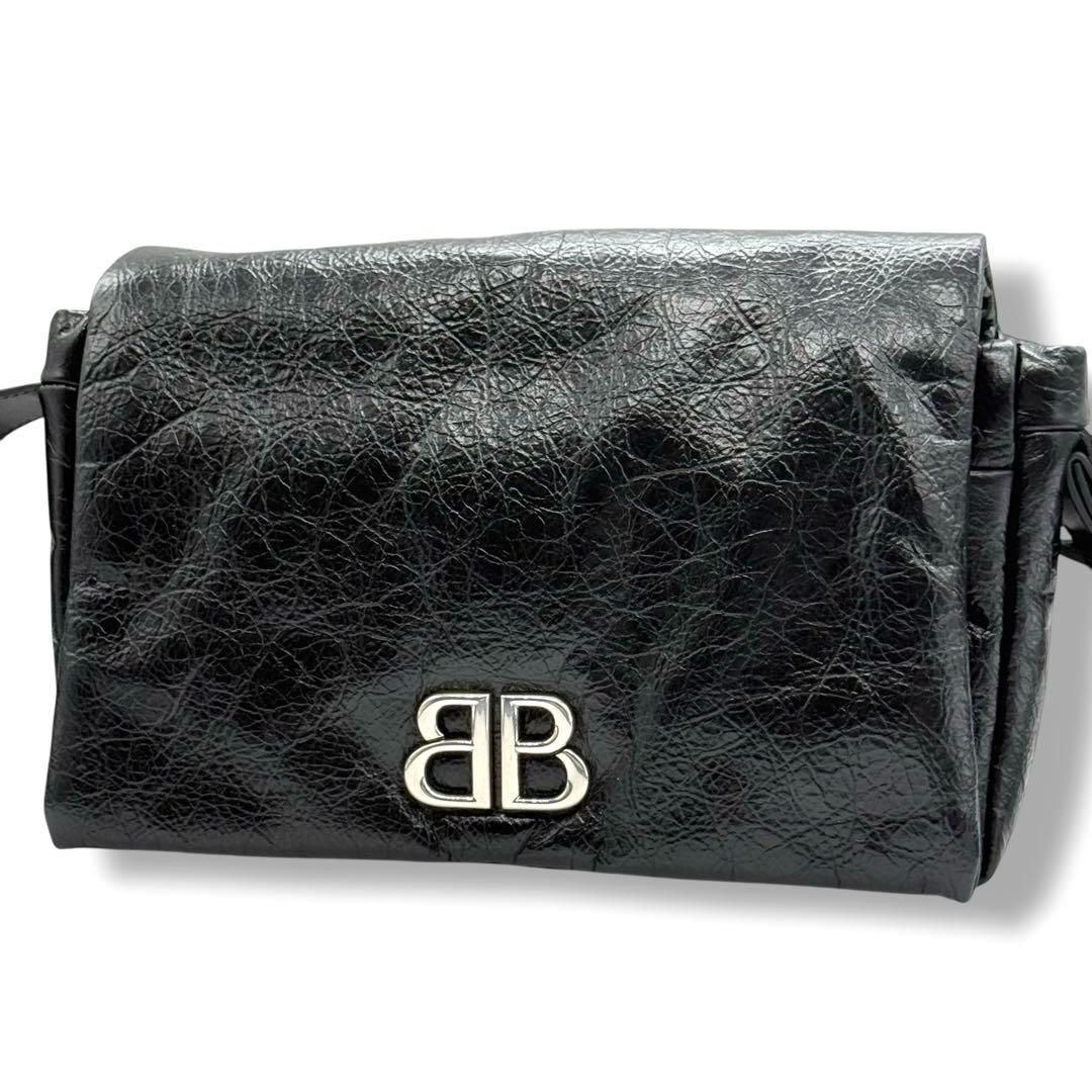 新品同様　バレンシアガ　モナコ　ショルダーバッグ　ブラック　レザー　3994 新品同様 バレンシアガ モナコ ショルダーバッグ ブラック レザー 3994