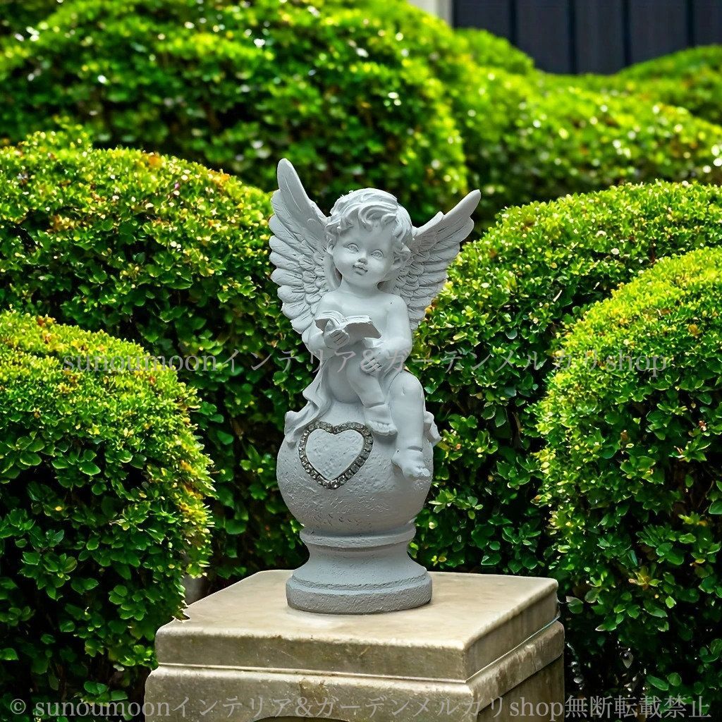 おしゃれ 庭の装飾 樹脂 ガーデン雑貨 ハート 雑貨 白 ガーデンインテリア 彫刻 ホワイト ガーデニング エンジェル ガーデンオブジェ ガーデン 天使 インテリア お洒落 庭 置物 4-7