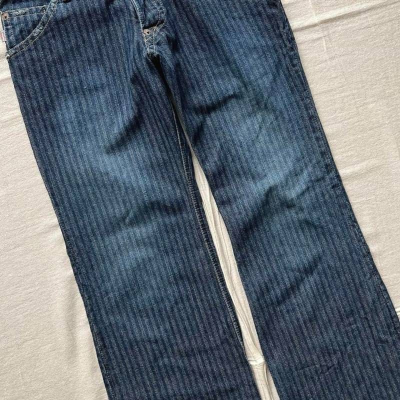 00s archive 291295=HOMME ヒッコリー バギーシルエット フレアデニム