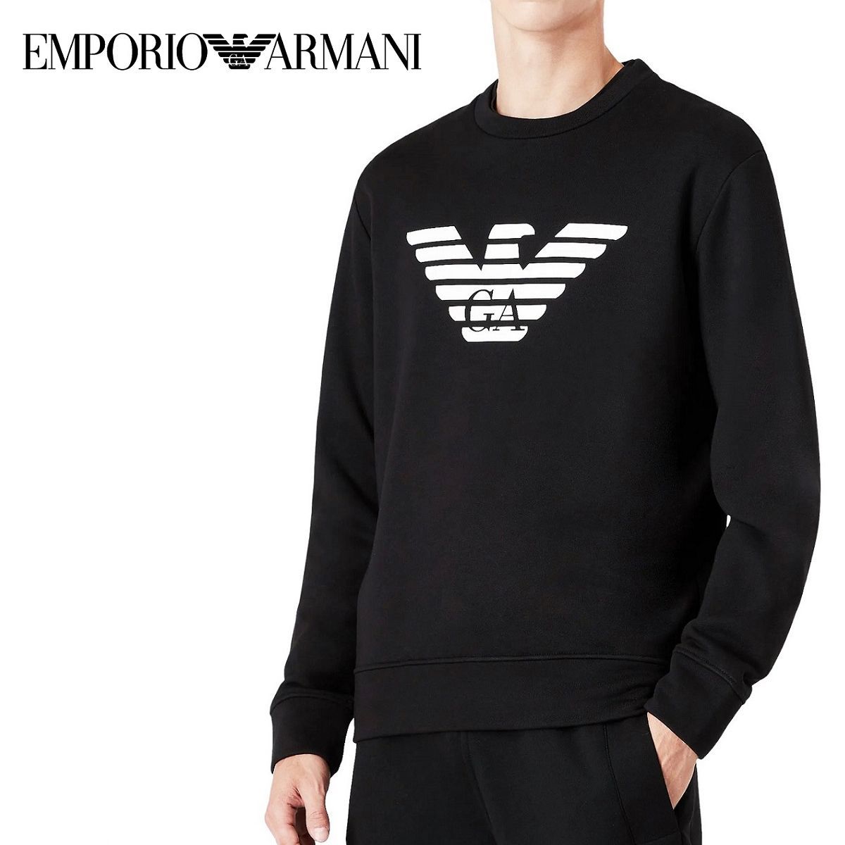 1 EMPORIO ARMANI エンポリオアルマーニ 8N1MR6 1JRIZ ブラック プルオーバー トレーナー スウェット