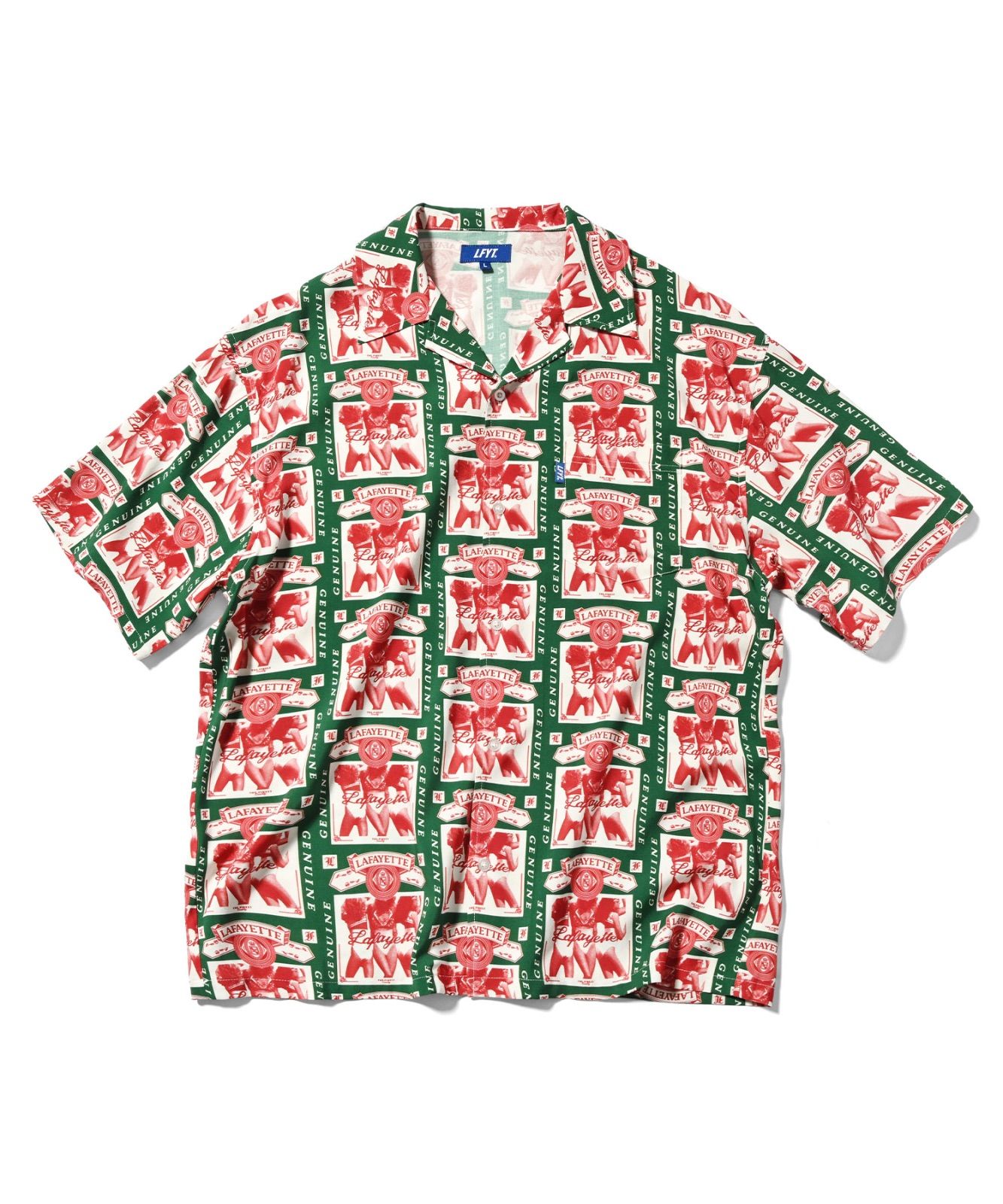 LFYT エルエフワイティー WEISER ALLOVER PATTERN SHIRT 半袖開襟シャツ LS250206 GREEN XLサイズ