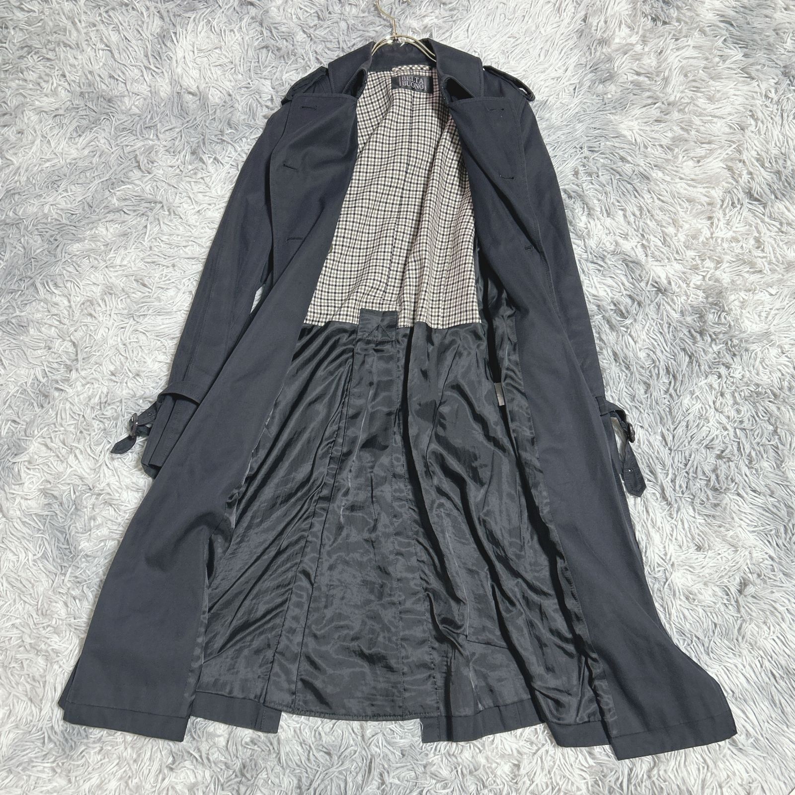 BELTA BUONO】トレンチコート ベルト付き 綿100% (13) 上品 エレガント 