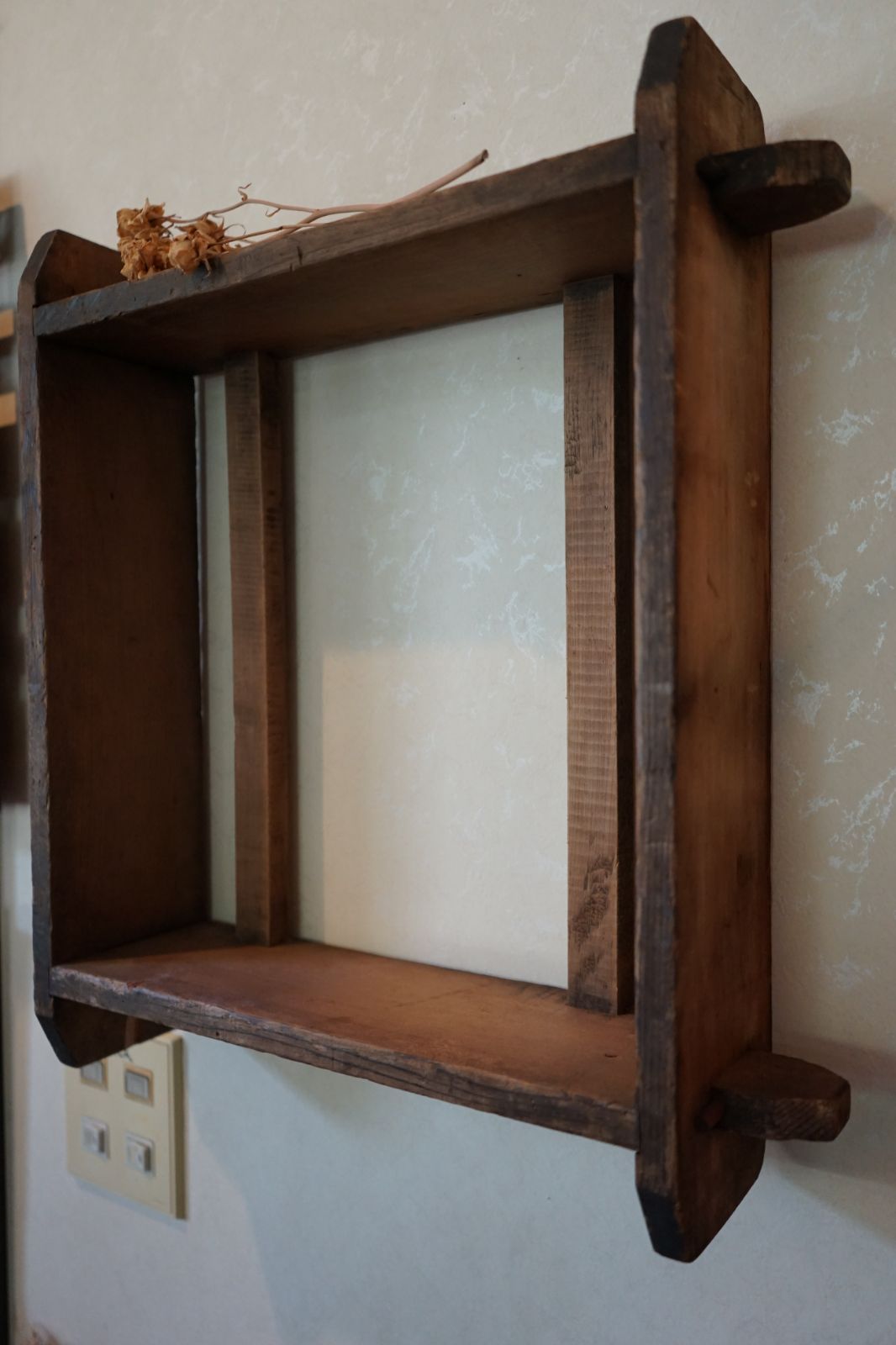 蒸し器 木製 古道具 壁掛け棚 飾り棚 レトロ 昭和レトロ シャビー アンティーク ヴィンテージ