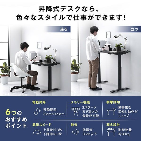 昇降 デスク 幅120cm グレー 電動 高さ調整可 メモリー機能付き 組立品