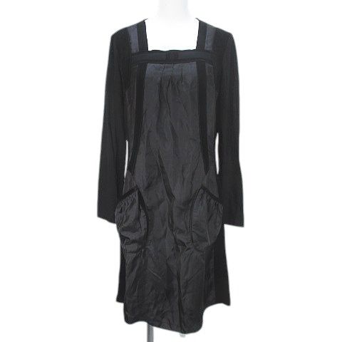 インテレクション INTELLECTION 長袖 膝丈 ワンピース 42 黒系  