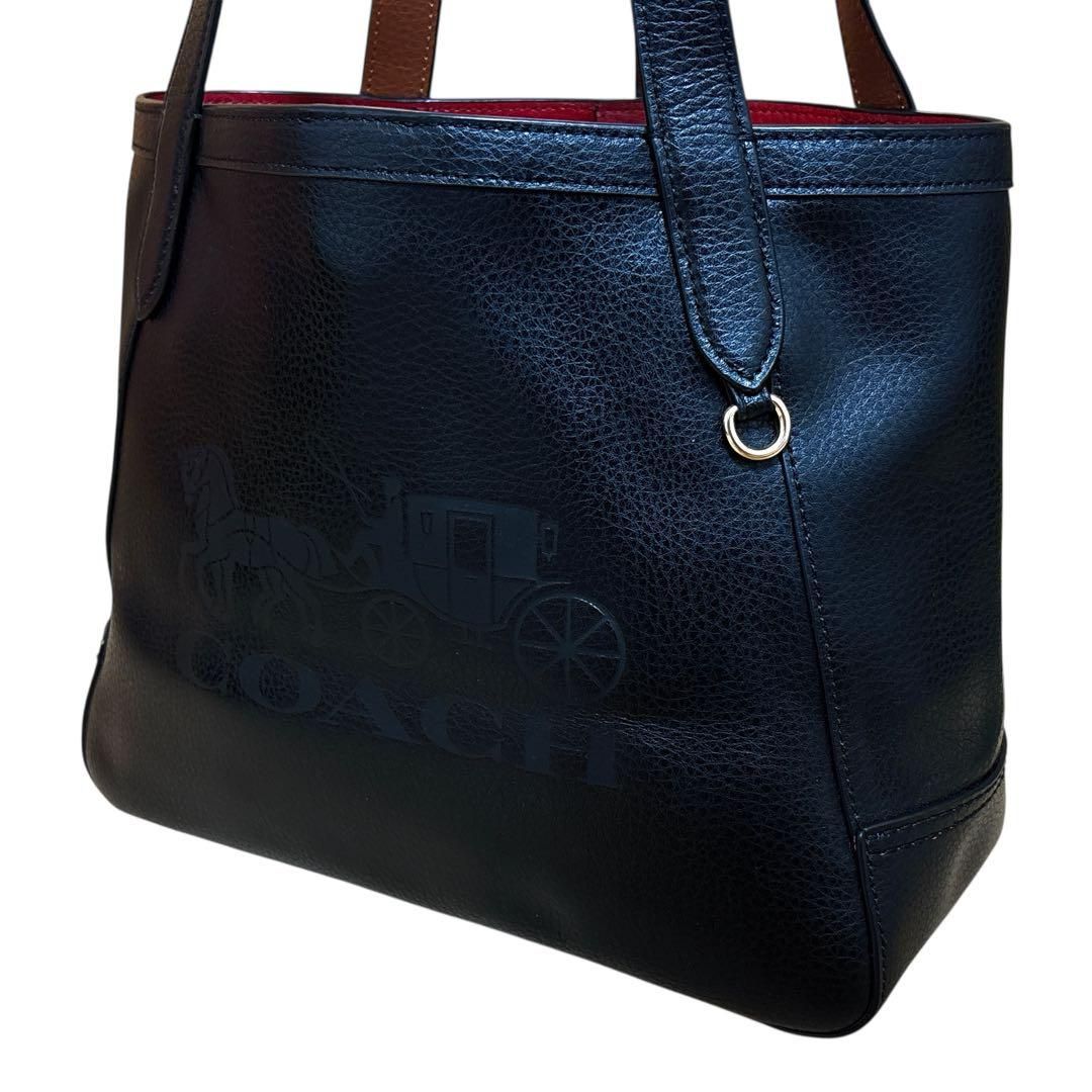 コーチ COACH トートバッグ ショルダーバッグ ホースアンドキャリッジ C4062 レザー ロゴ 型押し 肩掛け 黒 ブラック レディース