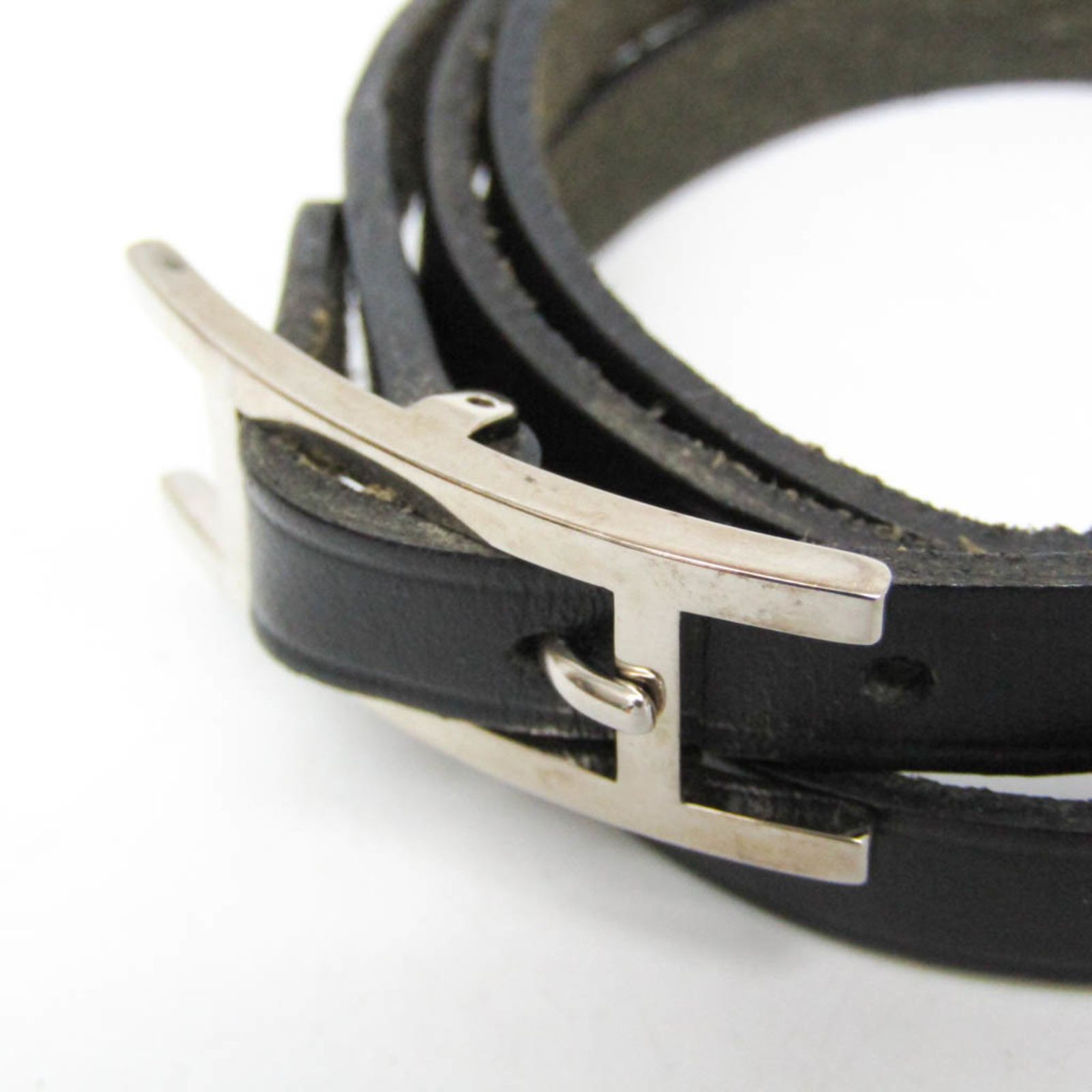 エルメス アピ3 ブレスレット チョーカー レザー メタル ブラウン シルバー エルメス アピ3 ブレスレット チョーカー レザー メタル ブラウン