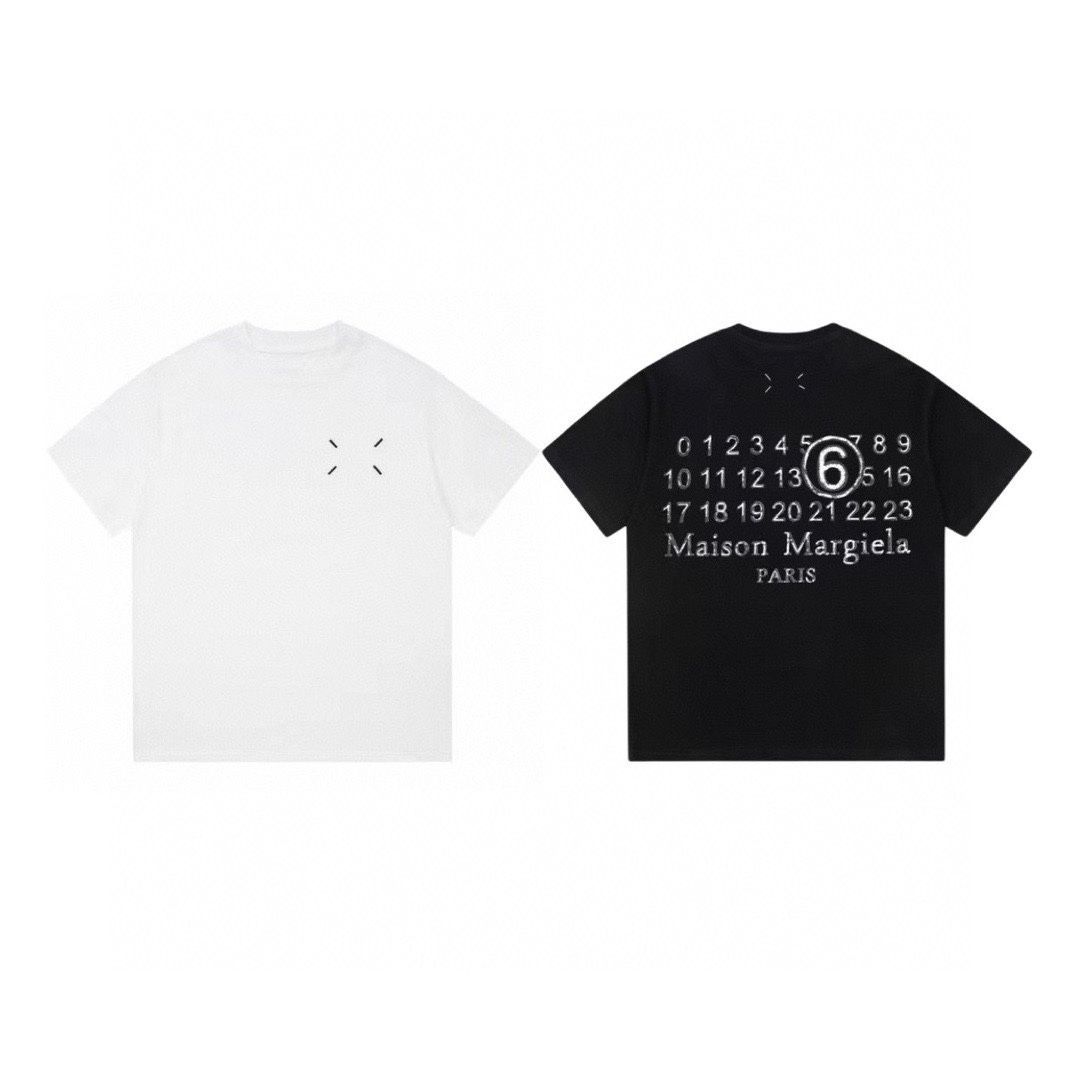 Maison Margiela MM6 メゾンマルジェラ フロントクアドロゴ バックカレンダーロゴプリント カップルラウンドネックショートスリーブ Tシャツ - メルカリ