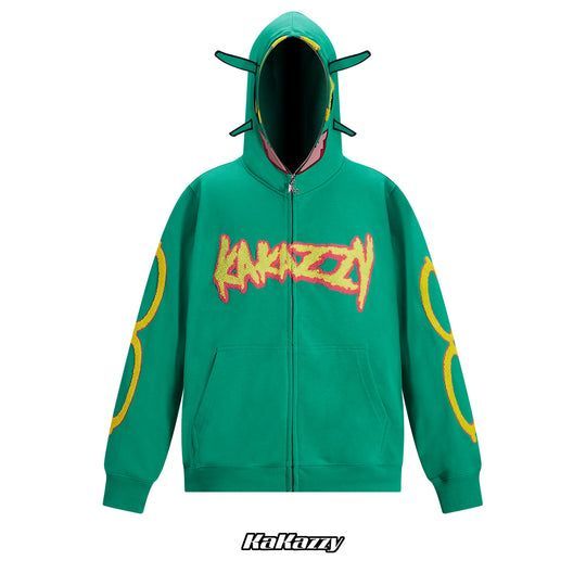 KaKazzy】レックウザ ポケモン フルジップ パーカー 男女着用可 ユニ