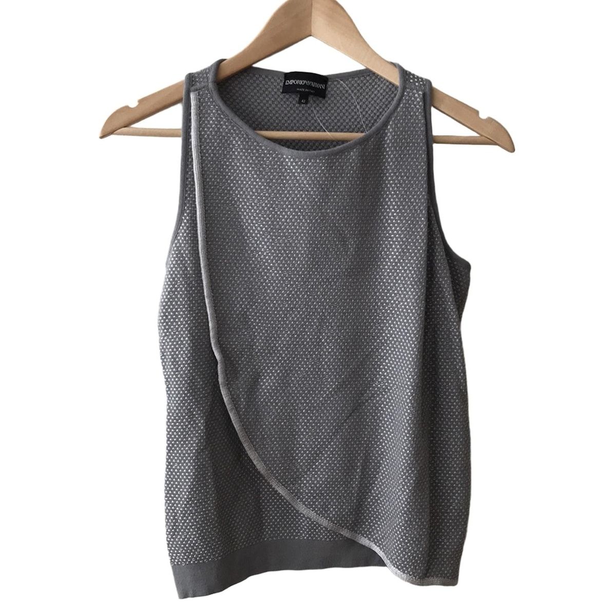 EMPORIOARMANI エンポリオアルマーニ タンクトップ サイズ42 M レディース - グレー×ライトグレー
