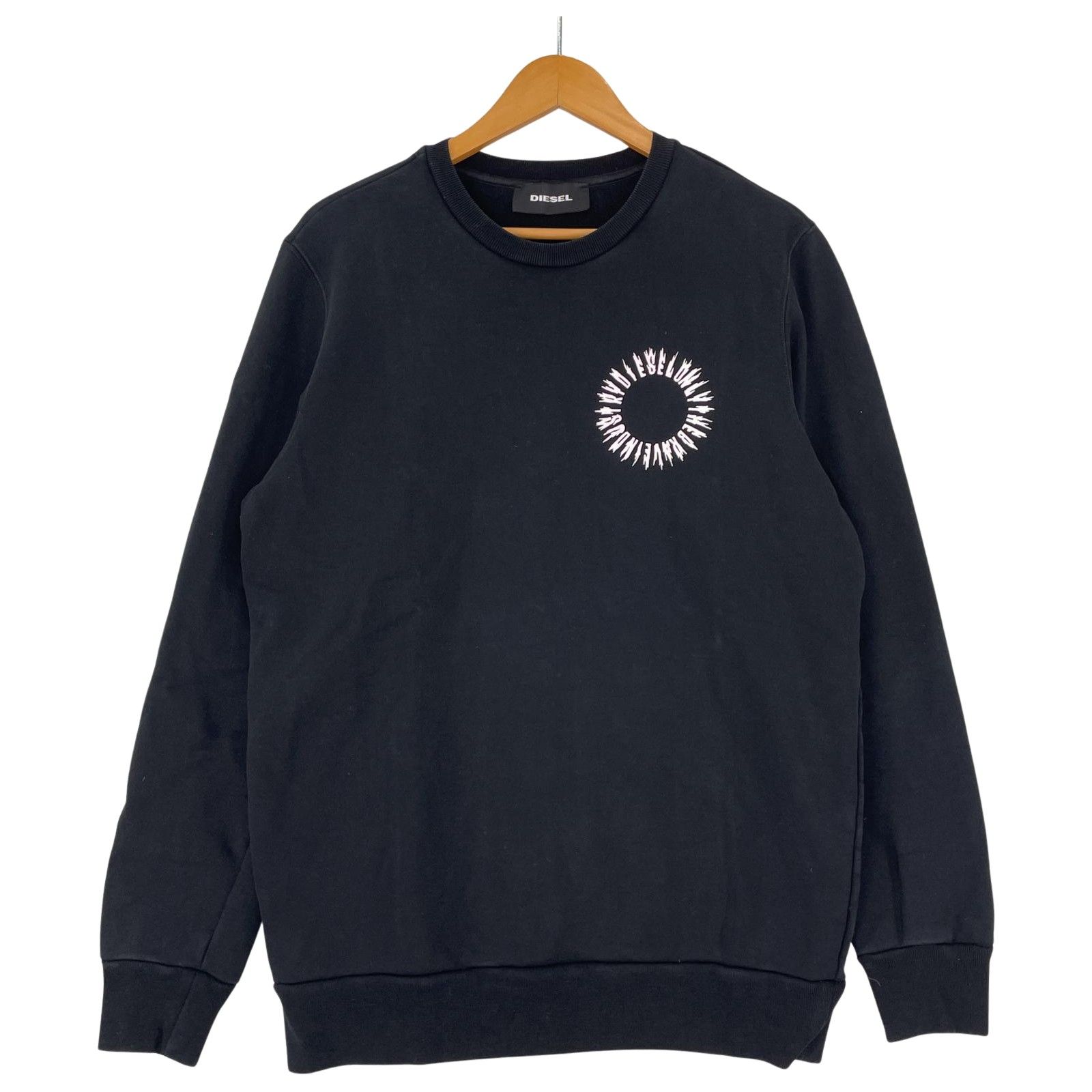 DIESEL ディーゼル プリント クルーネックスウェット sizeS/ブラック 