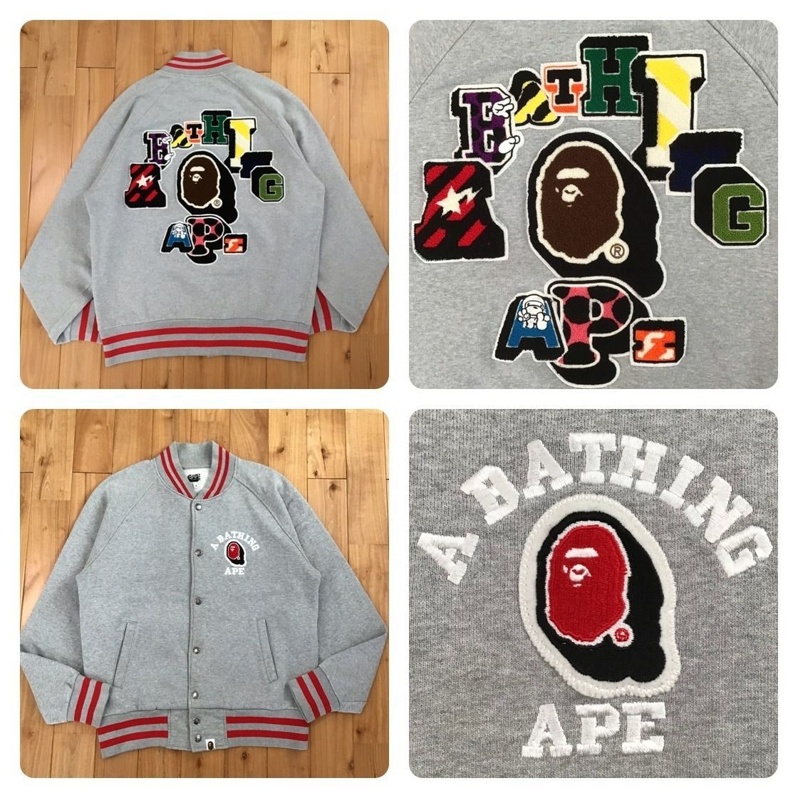 【新品・未使用】A BATHING APE スウェットスタジャン　110cm BAPE LOGO スウェット スタジャン Sサイズ a bathing ape sweat