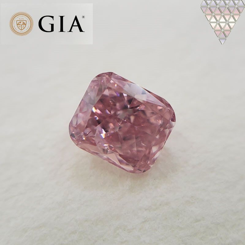 0.14 ct Fancy Intense Pink GIA 天然 ピンク ダイヤモンド ルース カット コーナード レクタングル