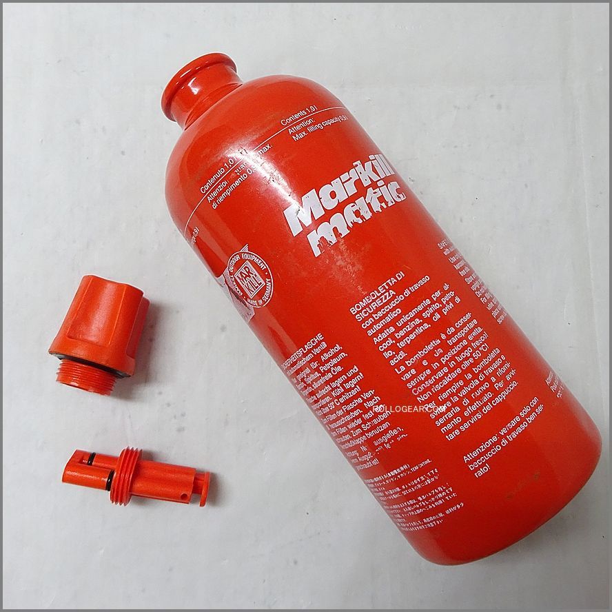 1990年代 Markill-matic 1.0L ドイツ製 フューエルボトル VINTAGE マルキル マチック 燃料ボトル 予備タンク ガソリンランタン ケロシンランプ 灯油ランタン 箱スト