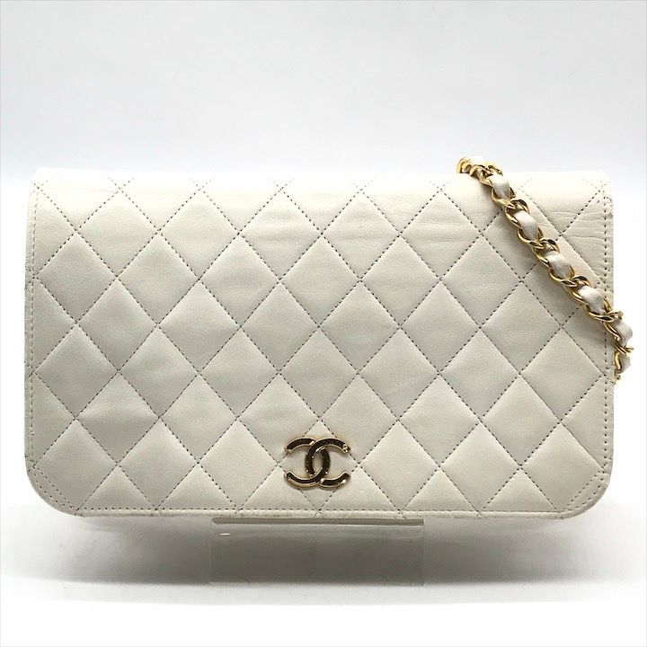 CHANEL シャネル ココマーク プッシュロック マトラッセ ラムスキン チェーン ショルダーバッグ ホワイト ブランド 鞄 Bag k6300