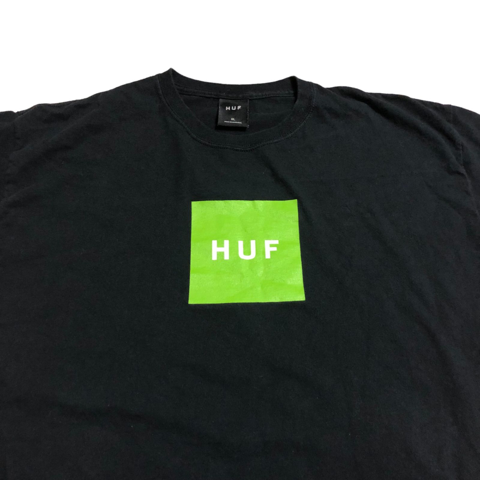 HUF ハフ ロゴtシャツ ブラック グリーン ボックスロゴ XL ストリート 
