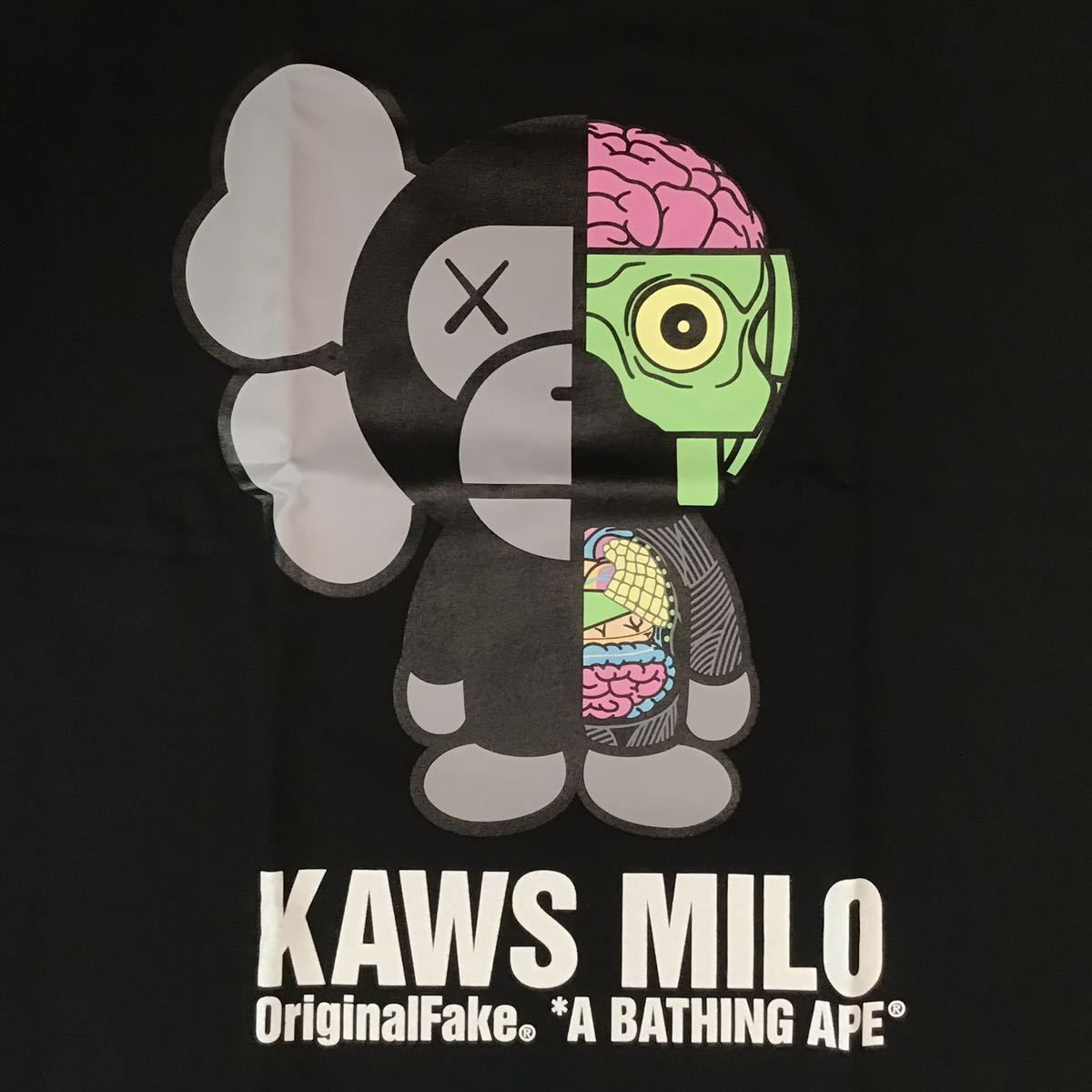 A BATHING APE - BAPE×kaws milo カウズ グリーン　エイプ ベイプ ☆激レア☆ kaws companion × milo パーカー shortサイズ a