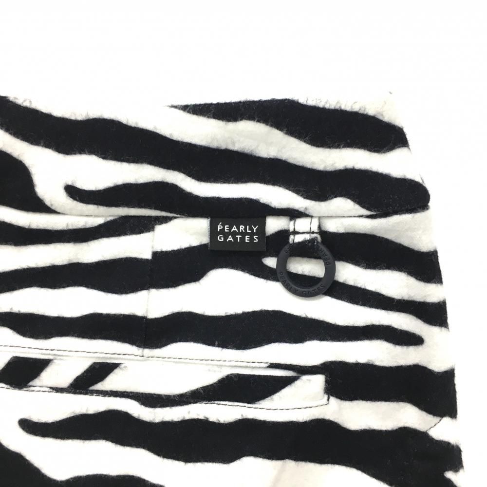 新品】パーリーゲイツ スカート 白×黒 ゼブラ柄 微起毛 内側プリーツ