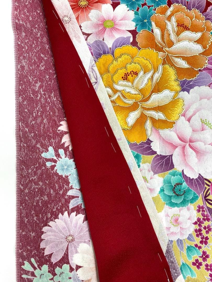 振袖 仮絵羽 舞台衣装 京友禅 銀通し 刺繍 金彩 正絹 未仕立て品 八掛 