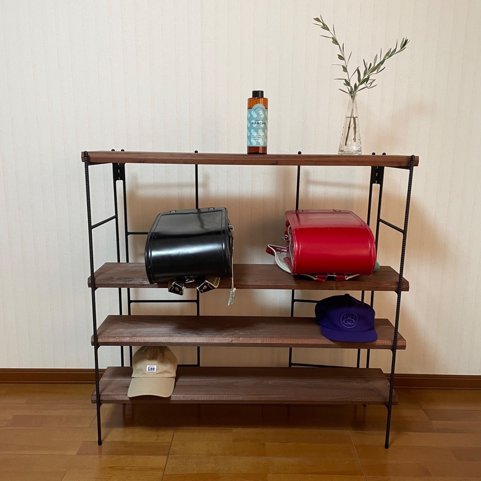 新商品‼️手作りアイアン家具 折り畳みラック 西海岸インテリア4段