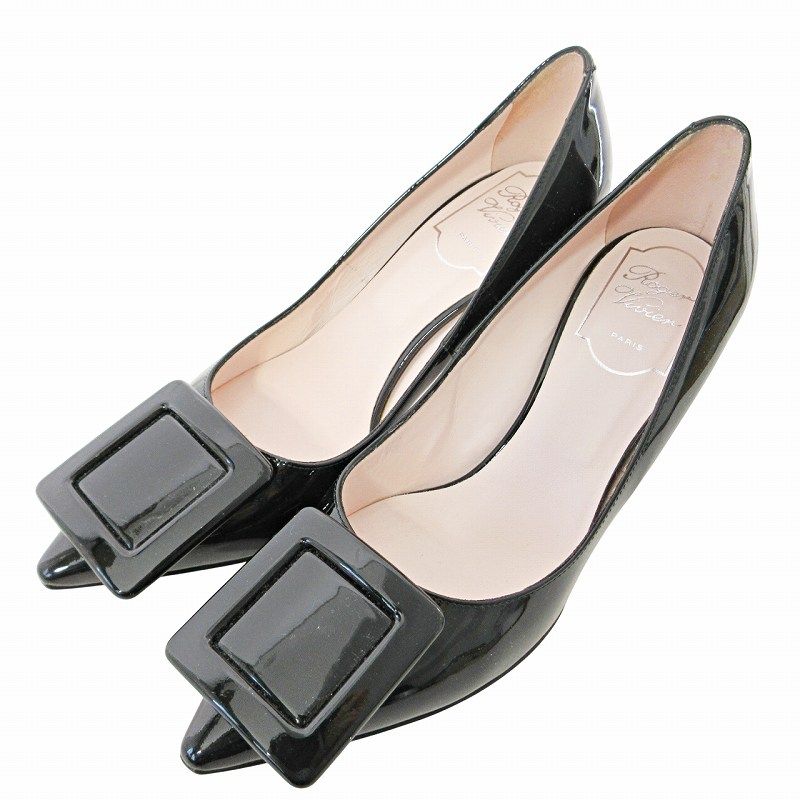 Roger Vivier ロジェヴィヴィエ　エナメルバックルパンプス　35 ロジェヴィヴィエ ROGER VIVIER 美品 スクエアバックル エナメル