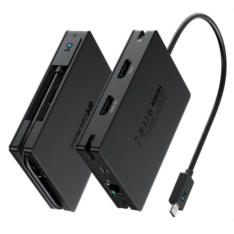Cable Matters 8-in-1ポータブル40Gbps USB4ハブ USB 4ドック デュアルHDMI 4K 60Hz シングルHDMI 4K 120Hz | 8K 30Hz 100W PD