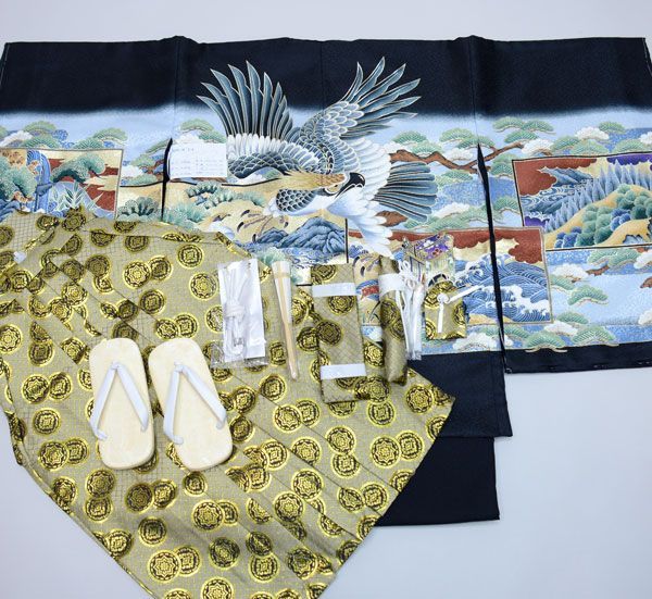 七五三 五歳 男児 羽織袴フルセット 豪華絢爛 紋袴 着物 祝着