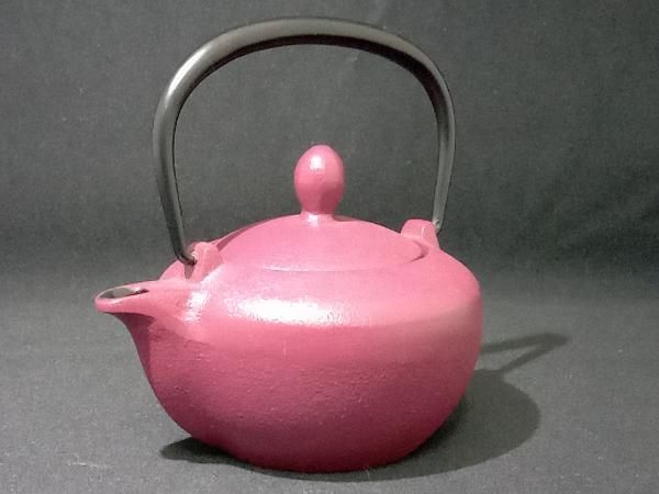 南部鉄器 鉄瓶 岩鋳 急須 赤紫 小さめ