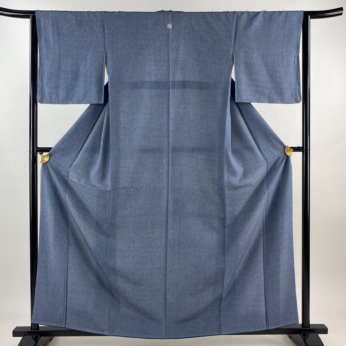 江戸小紋 身丈159.5cm 裄丈64cm M 袷 鮫 青灰色 正絹 名品 一つ紋