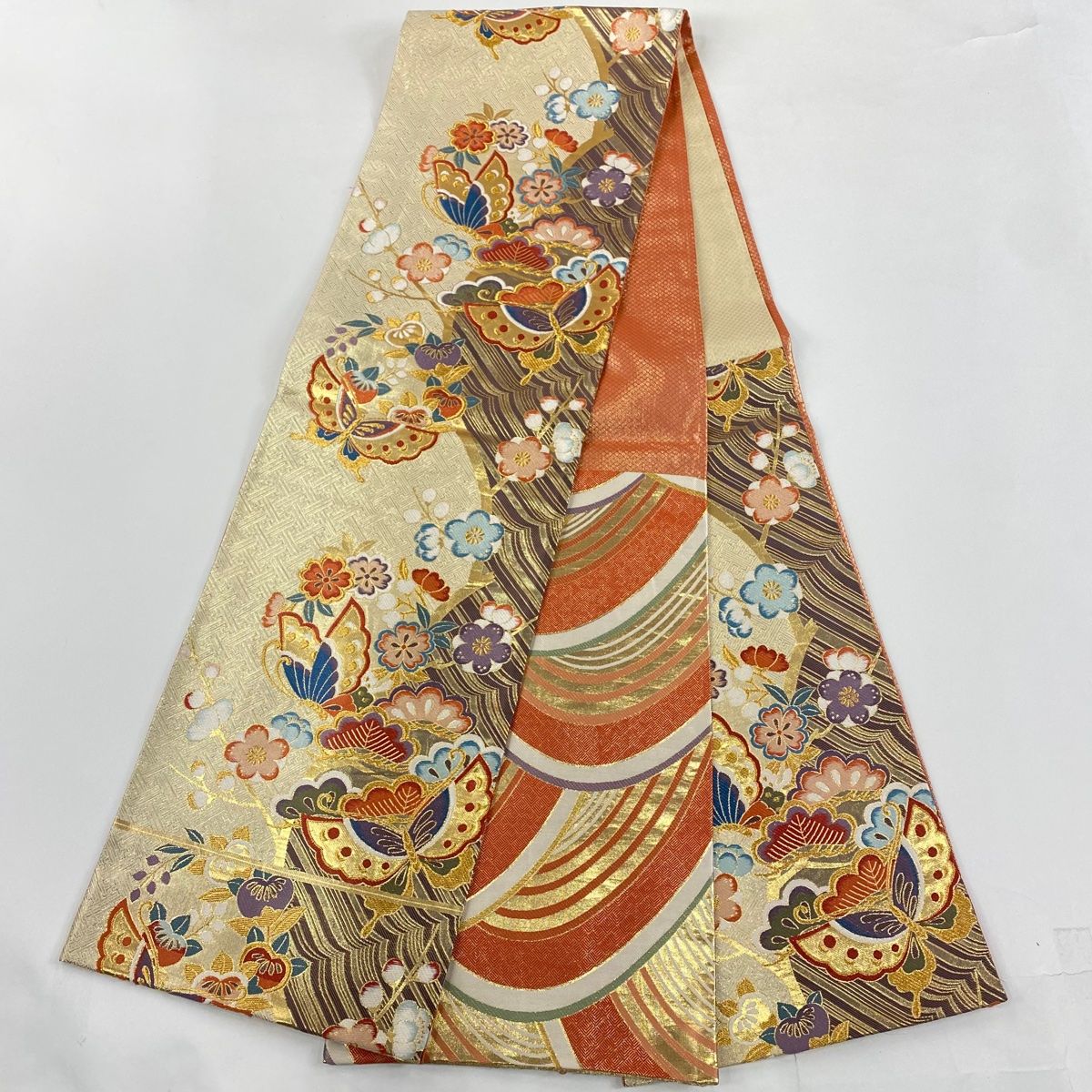 振袖 身丈167.5cm 裄丈68cm L 袷 袋帯フルセット 菊 鶴 金糸