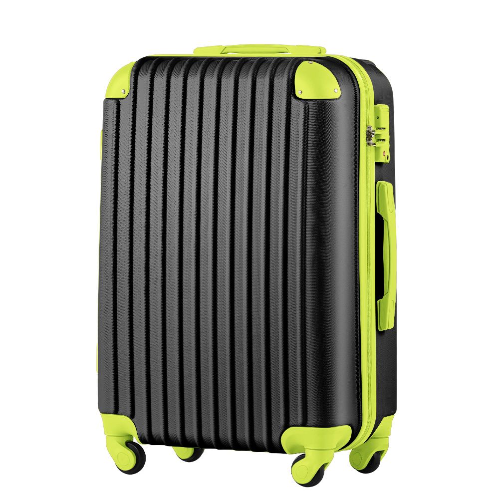 全16色】 スーツケース Mサイズ ブラック×グリーン キャリーバッグ