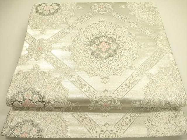 平和屋着物◎六通柄袋帯 唐織 舞蝶唐草文 金糸 正絹 逸品 BAAU7704hv