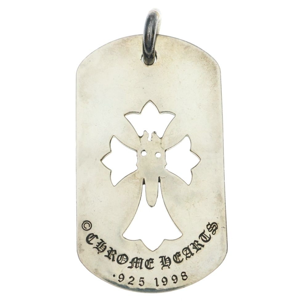 CHROME HEARTS クロムハーツ D TAG LRG FLE DAG AFTER 4P DIAフ ダガー アフター 4Pダイヤ ラージ ドッグタグ ペンダントトップ シルバー