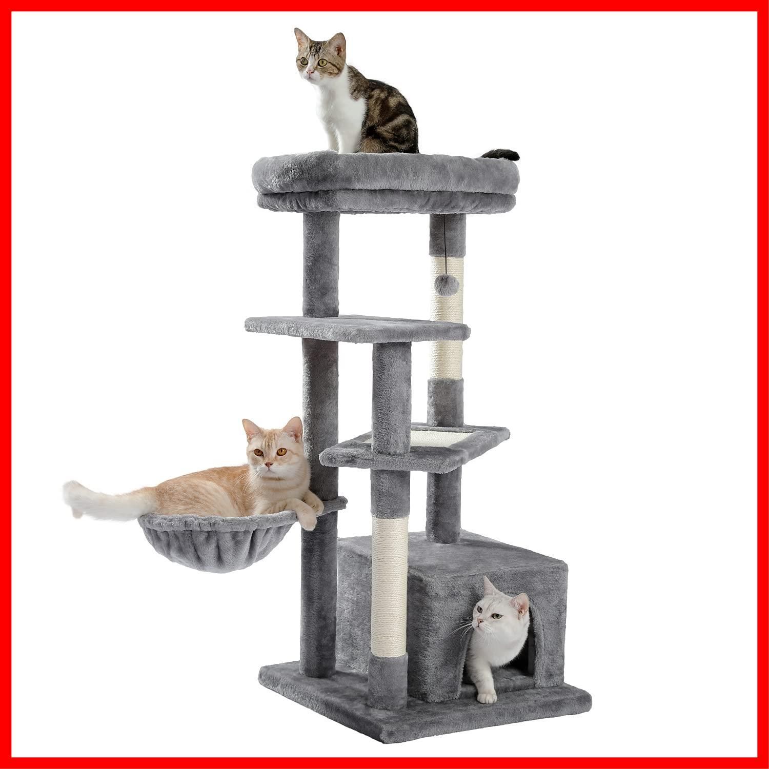 【迅速発送】PAWZ Road 【在庫一掃】キャットタワー スリム 大型猫用 据え置き 省スペース コンパクト 爪とぎ おしゃれ 猫タワー おもちゃ ハウス 遊び場 人気 麻紐 キャットハウス ハンモック