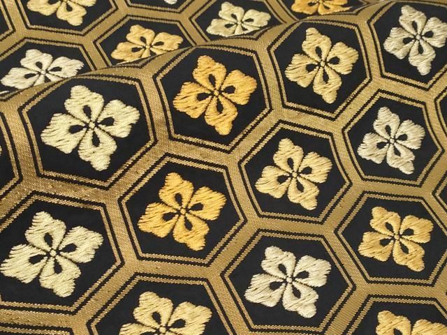 平和屋本店□希少 西陣 紫紘謹製 山口伊太郎 六通柄袋帯 亀甲花菱文錦  