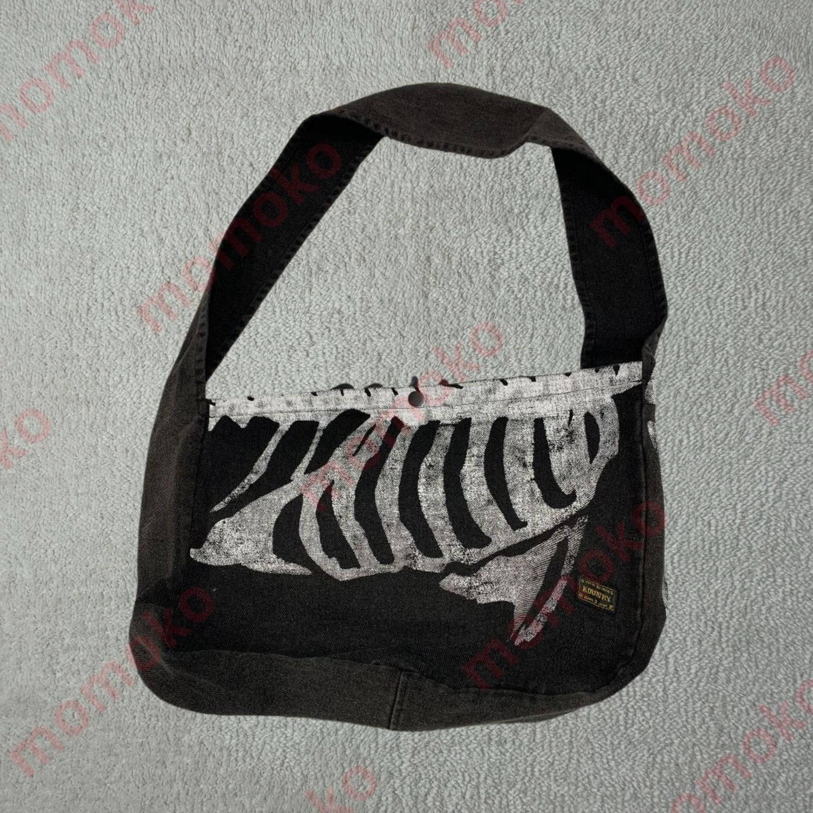 KAPITAL キャピタル 14ozブラックデニム BOOK BAG(BONE pt) 14ozボーンプリントブラックデニムブックバッグ ショルダー バッグ トートバッ - メルカリ