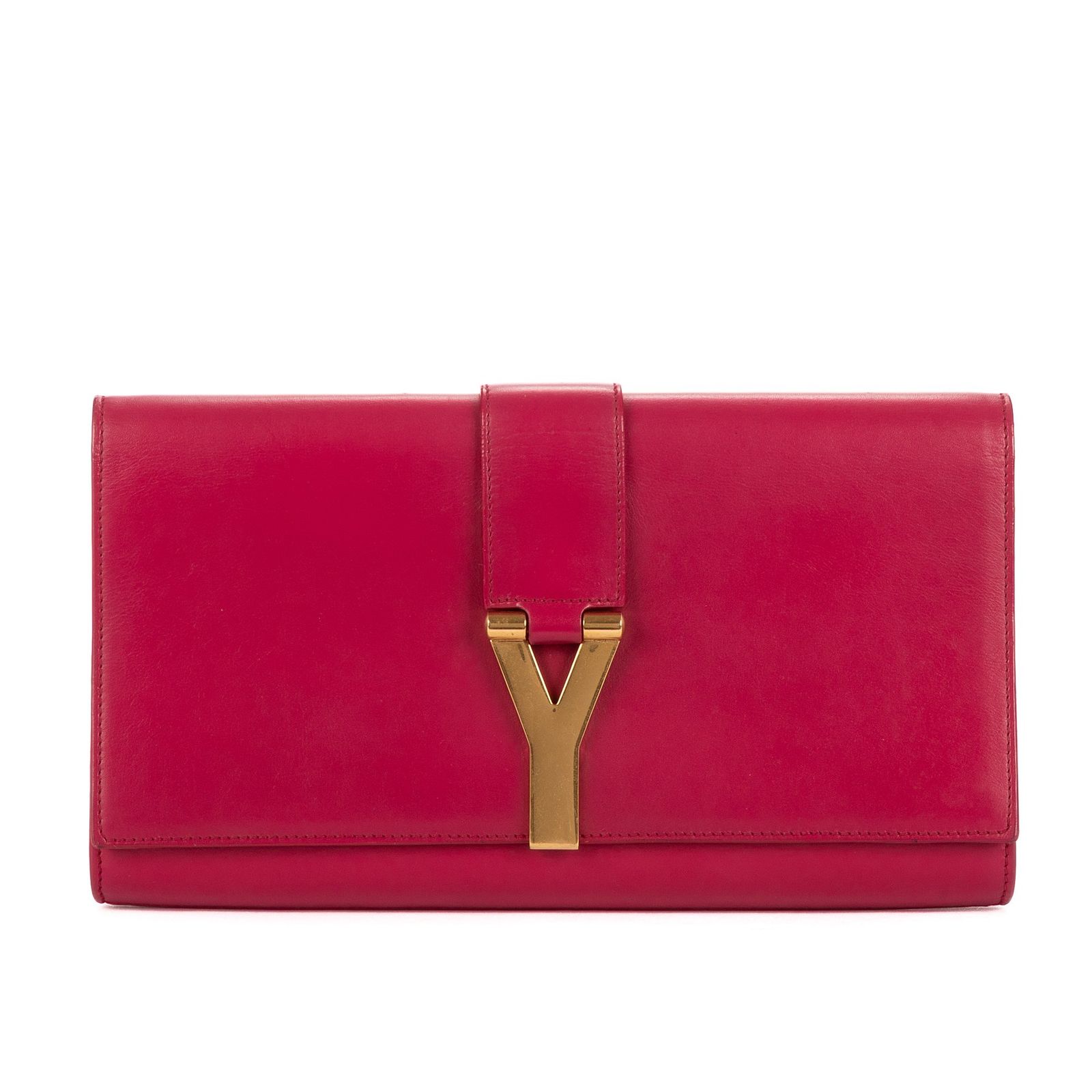 YVES SAINT LAURENT イヴサンローランリーニュY ポシェットピンクスムースレザーA