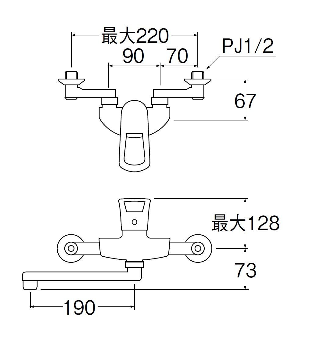 パイプの長さ190ｍｍ 壁付