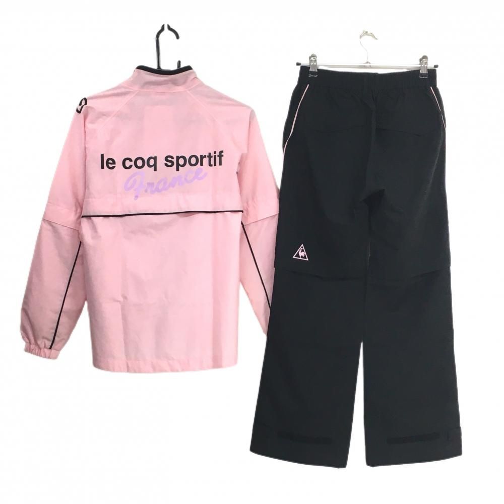 【安い通販】 ルコックゴルフ レインウェア 2WAYジャケット×パンツ ピンク×黒 ジャケット レディース M ゴルフウェア le coq sportif
